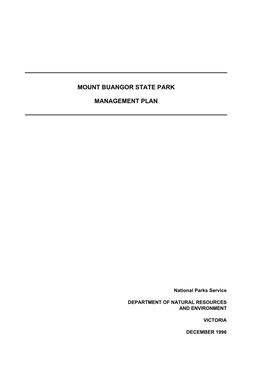 Mount Buangor State Park Management Plan
