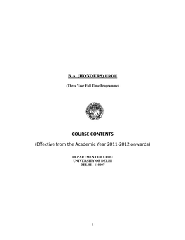 Effective from the Academic Year 2011-2012 Onwards