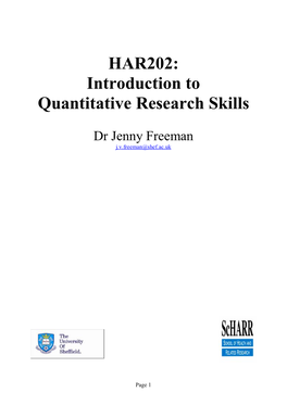 HAR202: Introduction to Quantitative Research Skills