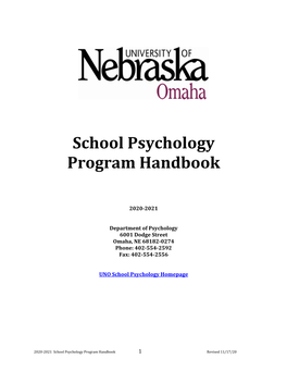 School Psychology Program Handbook