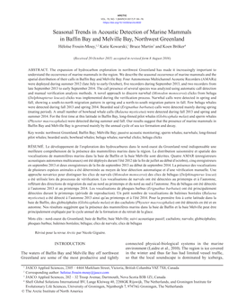 Seasonal Trends in Acoustic Detection of Marine Mammals In