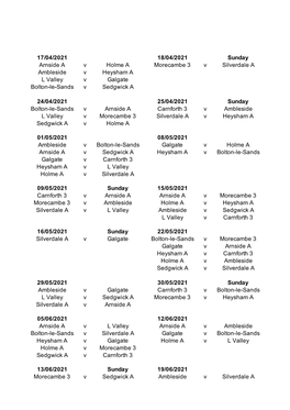 DIVISION 3 Fixtures 2021