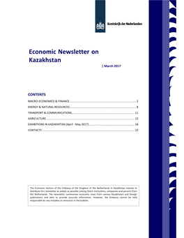 Economic Newsletter on Kazakhstan | March 2017