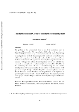 The Hermeneutical Circle Or the Hermeneutical Spiral?