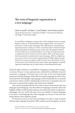 The Roots of Linguistic Organization in a New Language*