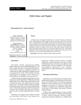 Child Abuse and Neglect