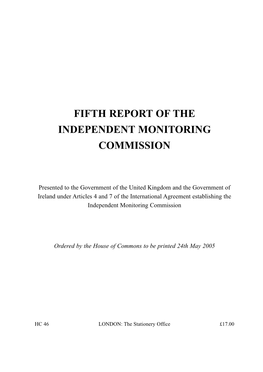 Fifth Report of the Independent Monitoring Commission