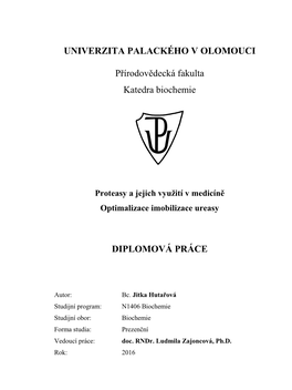 Proteasy a Jejich Využití V Medicíně Optimalizace Imobilizace Ureasy