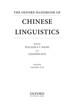 The Oxford Handbook of CHINESE LINGUISTICS