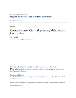 Constructions of Citizenship Among Multinational Corporations Gail L
