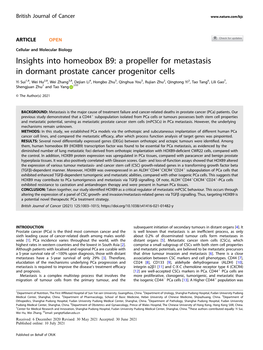 A Propeller for Metastasis in Dormant Prostate Cancer Progenitor Cells