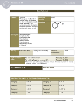 Amendment 49 STAND Benzyl Alcohol