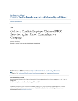 Employer Claims of RICO Extortion Against Union Comprehensive Campaign James J