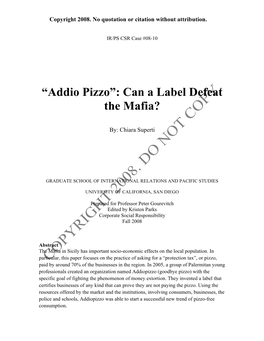 Addio Pizzo": Can a Label Defeat the Mafia?