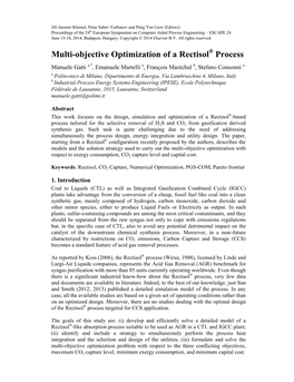 Multi-Objective Optimization of a Rectisol Process