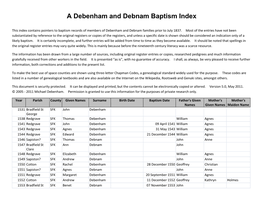A Debenham and Debnam Baptism Index