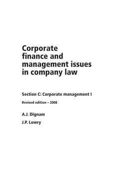 Corporate Finance and Management Issues in Company Law