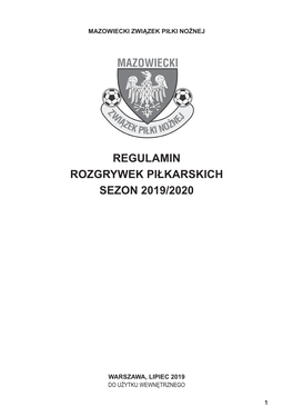 Regulamin Rozgrywek Piłkarskich Sezon 2019/2020