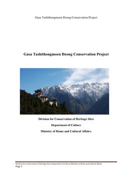 Gasa Tashithongmoen Dzong Conservation Project