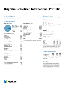 Brighthouse/Artisan International Portfolio