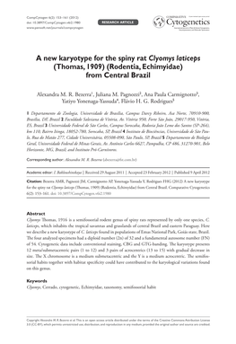 A New Karyotype for the Spiny Rat Clyomys Laticeps (Thomas, 1909) (Rodentia, Echimyidae) from Central Brazil