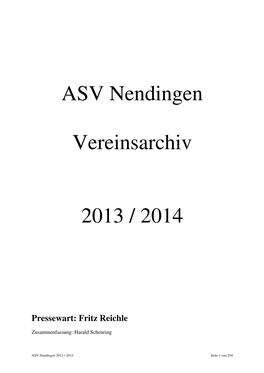 ASV Nendingen Vereinsarchiv 2013 / 2014