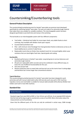 Countersinking/Counterboring Tools ______General Product Description