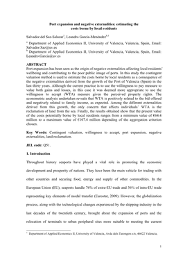 Port Expansion and Negative Externalities: Estimating the Costs Borne by Local Residents