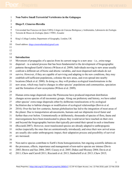 Non-Native Small Terrestrial Vertebrates in the Galapagos 2 3 Diego F