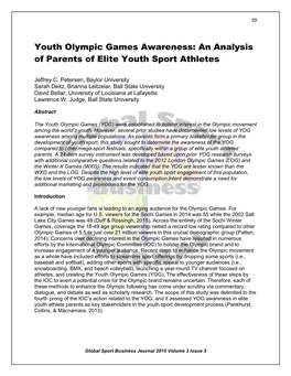 Youth Olympic Games Awareness: an Analysis of Parents of Elite Youth Sport Athletes