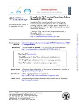 Dendritic Cell Migration Semaphorin 7A Promotes Chemokine-Driven