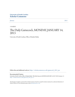 The Daily Gamecock, MONDAY, JANUARY 14, 2013