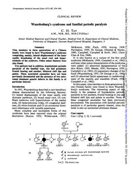 Waardenburg's Syndrome and Familial Periodic Paralysis C