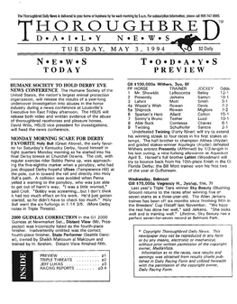 I~~UN~~~RE DM TUES DAY, MAY 3 , 1 9 9 4 $2 Daily T•O•D•A•Y•S PREVIEW