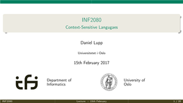 INF2080 Context-Sensitive Langugaes