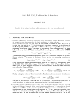 Problem Set 3 Solutions