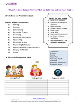 What Are Core Words Anyway? Let Us Help You Get Started! Part 1 Goals for AAC Users