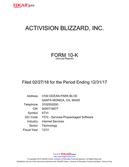 Activision Blizzard, Inc