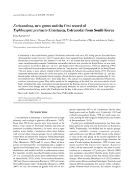 Earicandona, New Genus and the First Record of Typhlocypris Pratensis