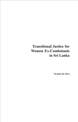 Transitional Justice for Women Ex-Combatants in Sri Lanka