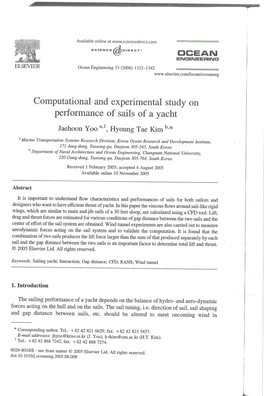 Computational and Experimental Study on Performance of Sails of a Yacht
