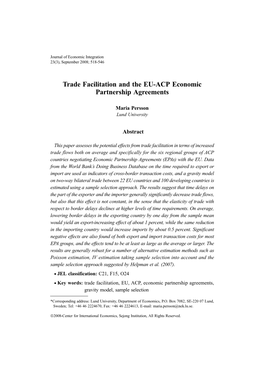 Trade Facilitation and the EU-ACP Economic Partnership Agreements