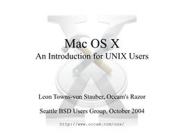 Mac OS X Intro for UNIX Users