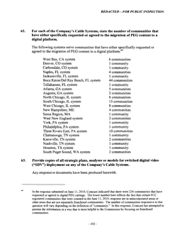 62. for Each of the Company's Cable Systems, State the Number Of