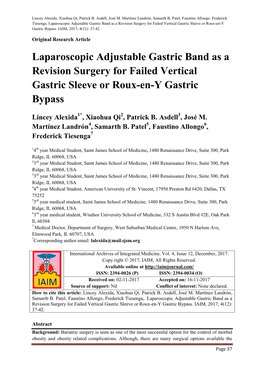 Laparoscopic Adjustable Gastric Band As a Revision Surgery for Failed Vertical Gastric Sleeve Or Roux-En-Y Gastric Bypass