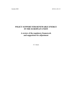 Support for Renewable Energy in the European Union