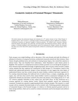 Geometric Analysis of Forumad Mosques' Ornaments