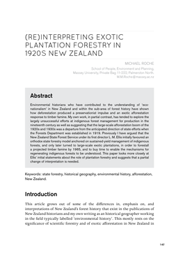 Interpreting Exotic Plantation Forestry in 1920S New Zealand