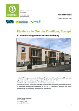 Résidence Le Clos Des Courillons, Corsept 12 Nouveaux Logements En Cœur De Bourg