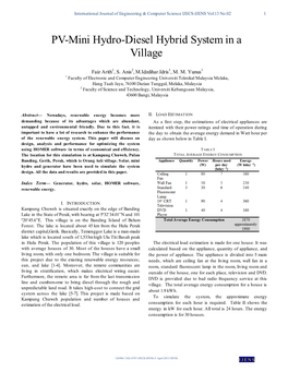 PV-Mini Hydro-Diesel Hybrid System in a Village